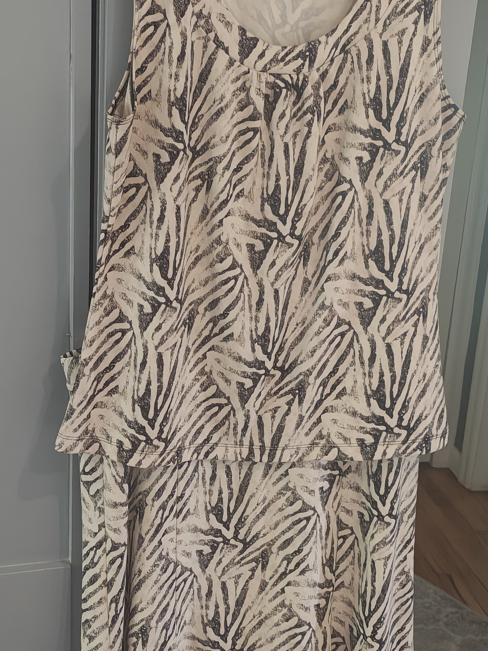 Liz Claiborne Zebra-Print Layered Tank Top - Cream & Black